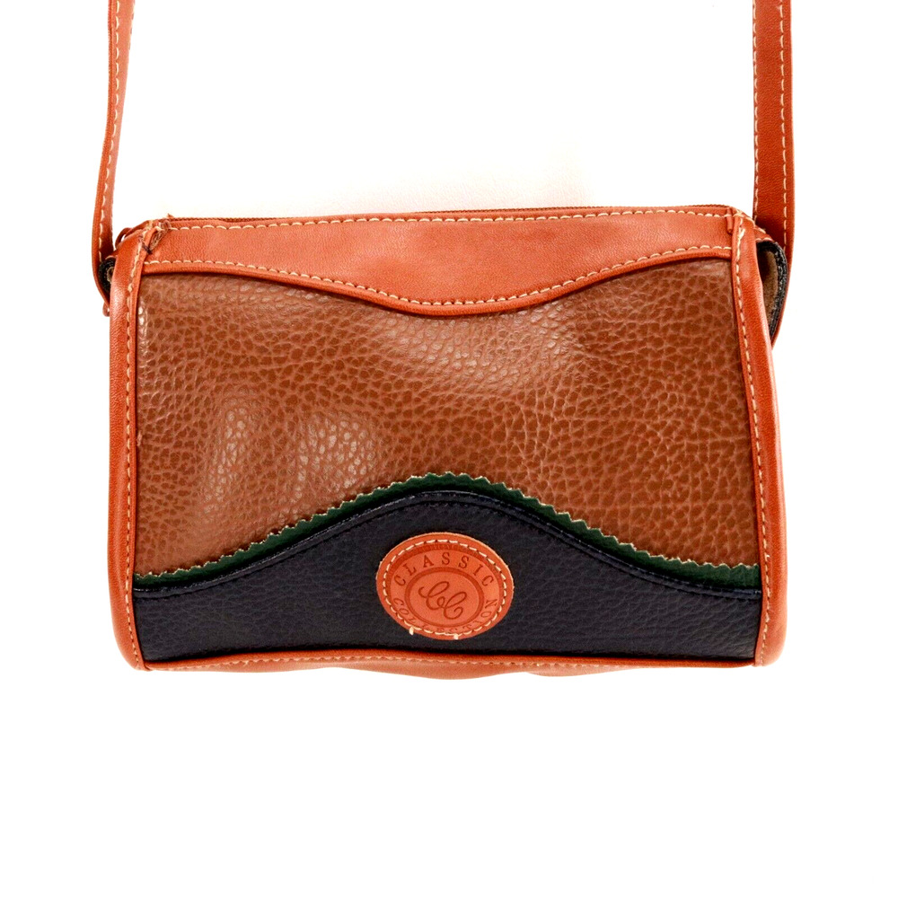 Classics Collection Handbag Mini Crossbody Faux Pebble Leather Brown Colorblock